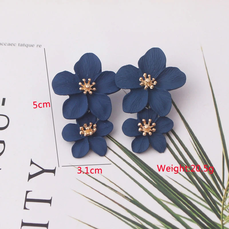 Blue Geometric Butterfly Dangle Earrings