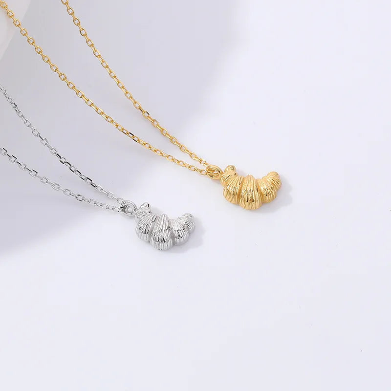 Minimalist 925 Sterling Silver Croissant Pendant Necklace - Elegant Everyday Chain