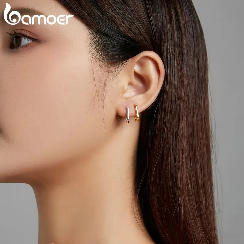 925 Sterling Silver Square Buckle Earrings