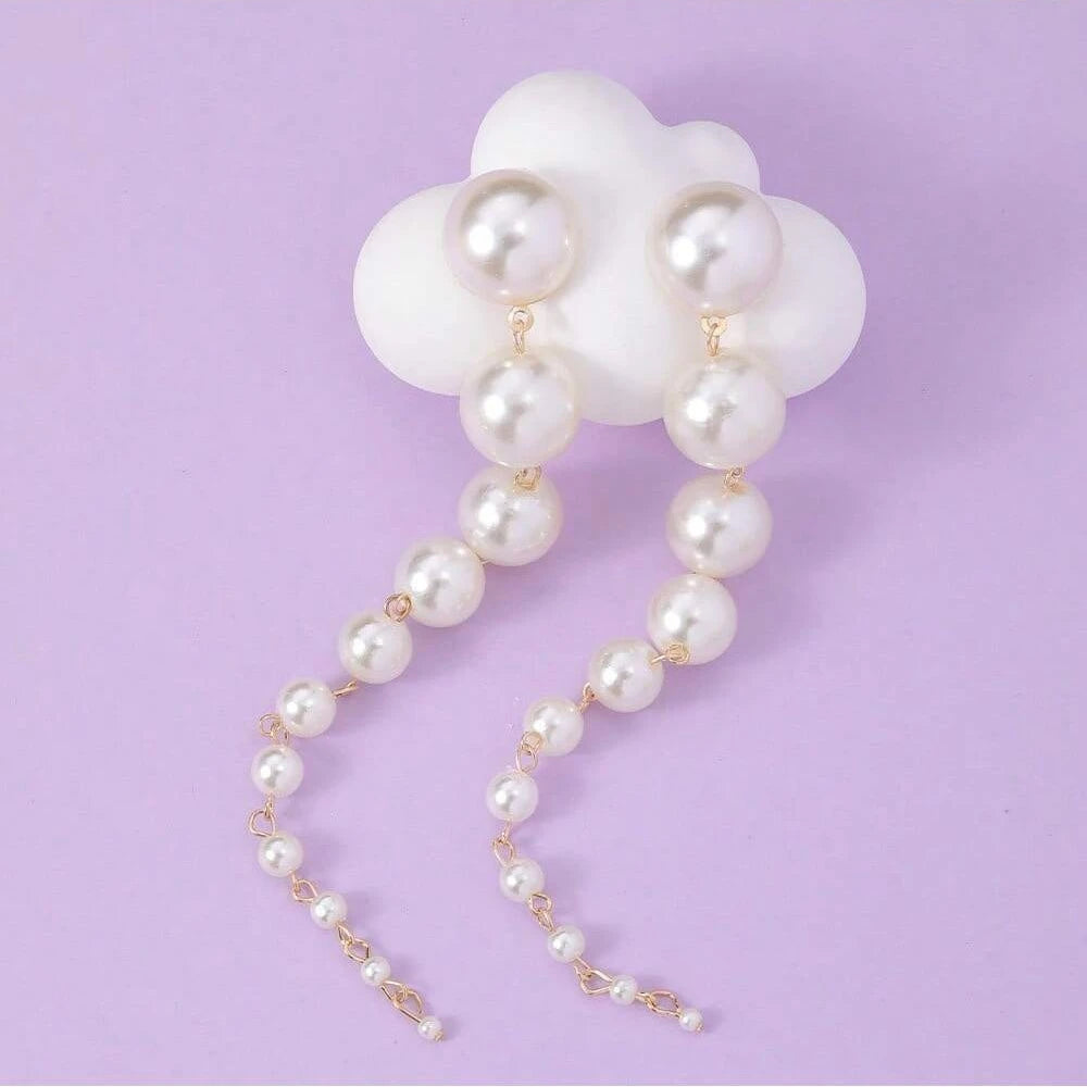 Elegant Pearl Tassel Drop Earrings