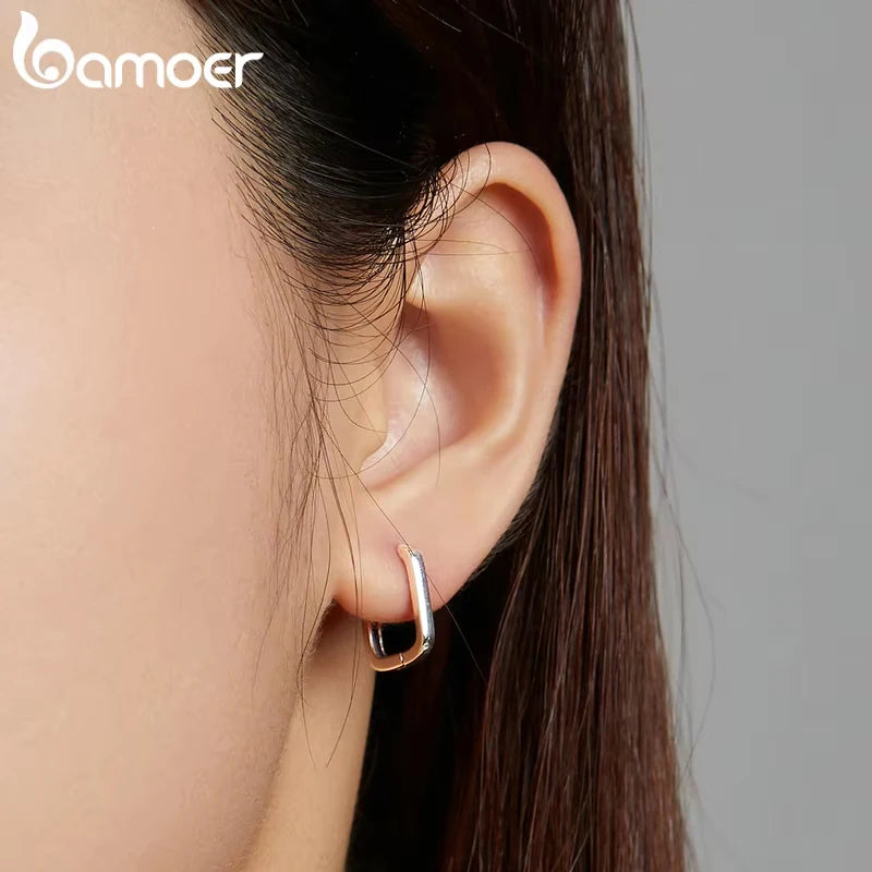 925 Sterling Silver Square Buckle Earrings