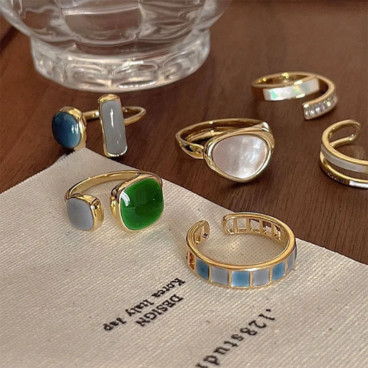 Colorful Drip Glaze Geometric Open Ring