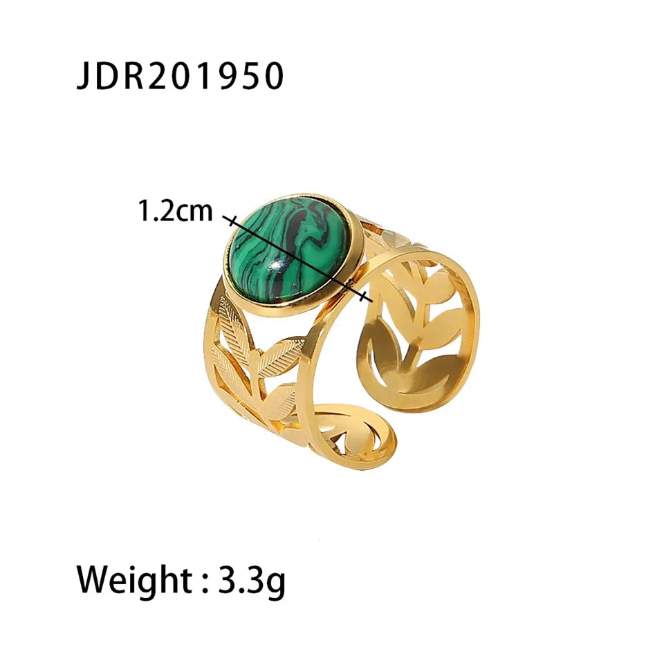 Waterproof Natural Stone Stainless Steel Ring