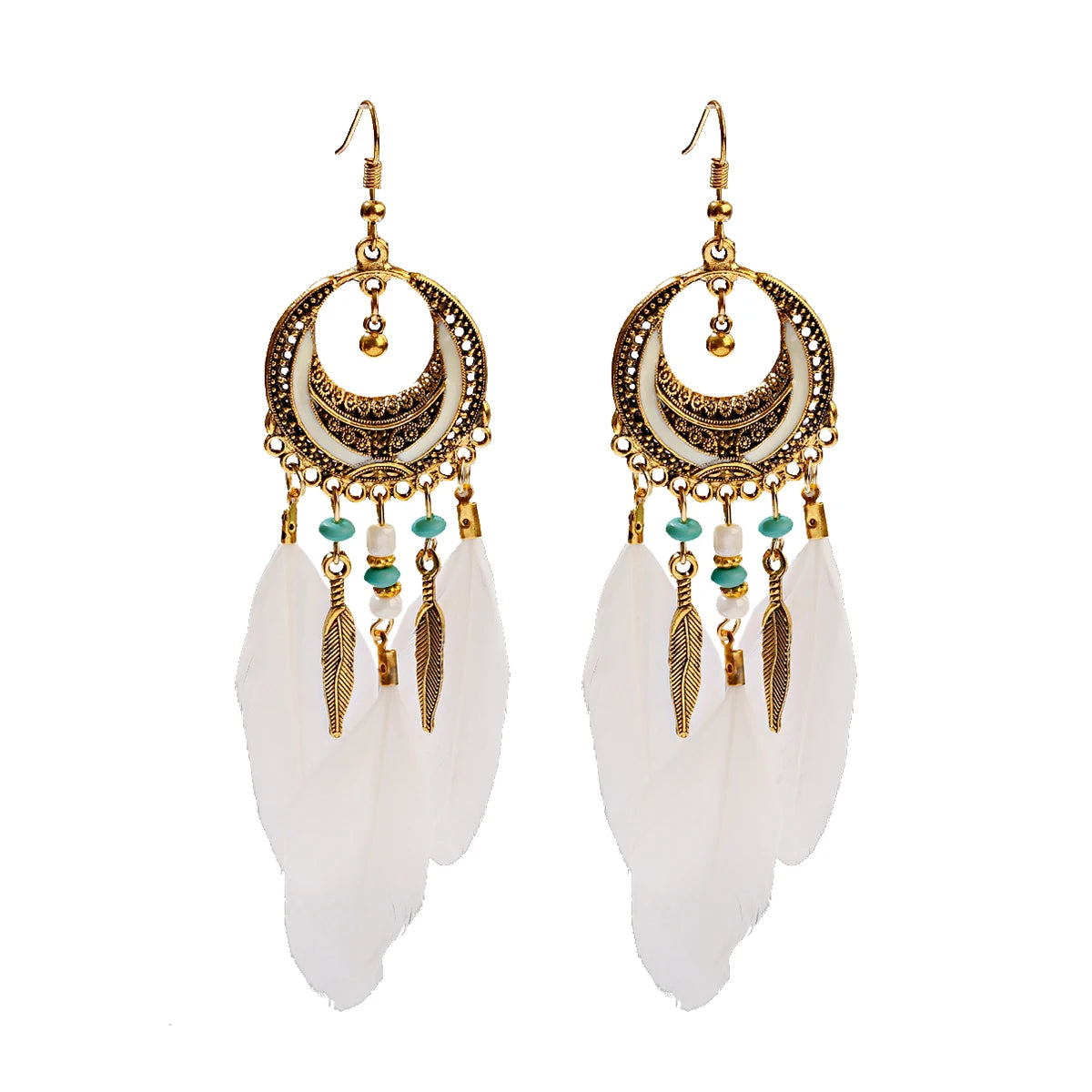 Boho Dream Catcher Feather Tassel Earrings