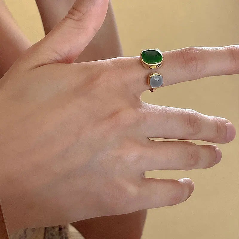 Colorful Drip Glaze Geometric Open Ring