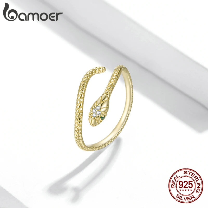 925 Sterling Silver Snake Adjustable Ring