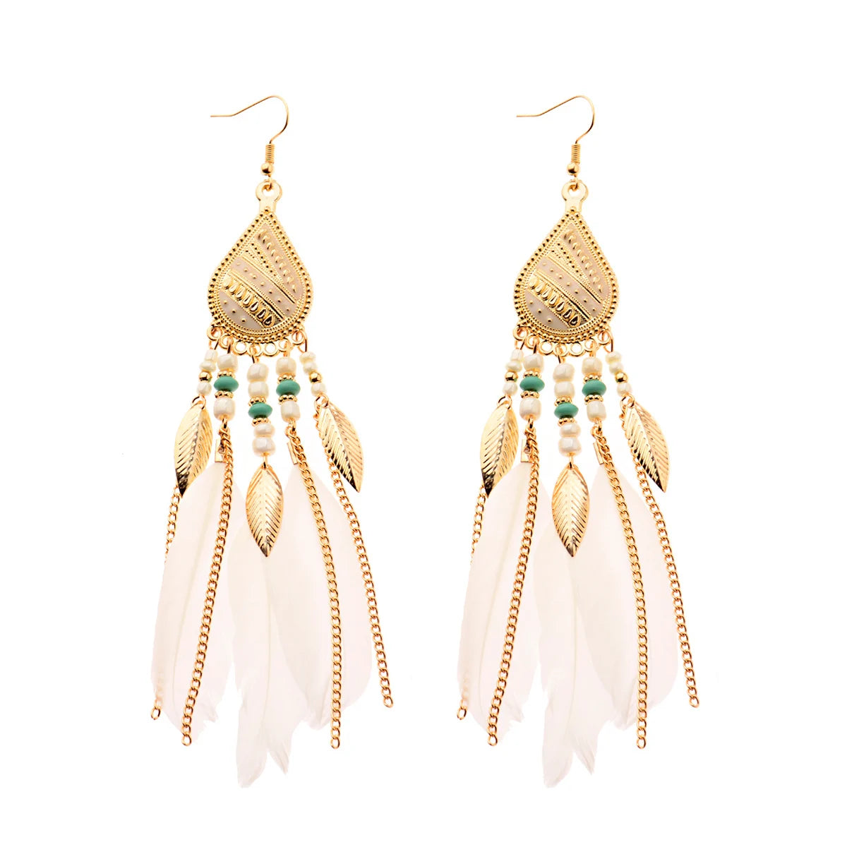 Boho Dream Catcher Feather Tassel Earrings