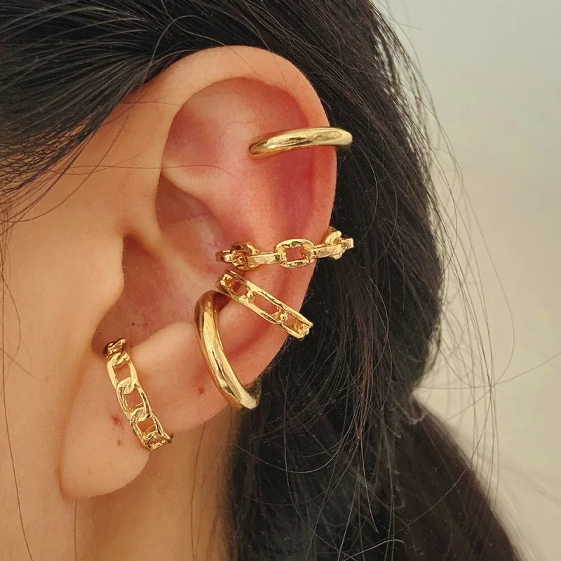 4-Piece Gold-tone Butterfly Ear Cuff Earrings Set