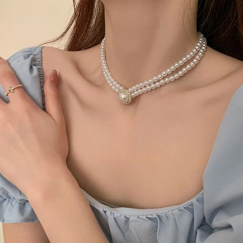 Elegant Pearl Necklace, Earrings & Ring Set - Bridal Crystal Jewelry