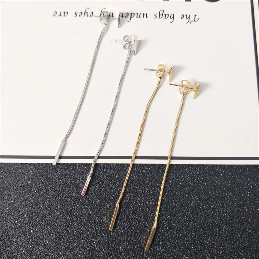 Triangle Bead Threader Tassel Earrings