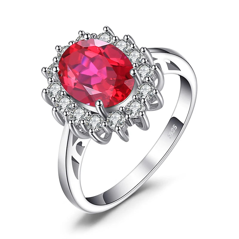 925 Sterling Silver Princess Diana Sapphire Ring