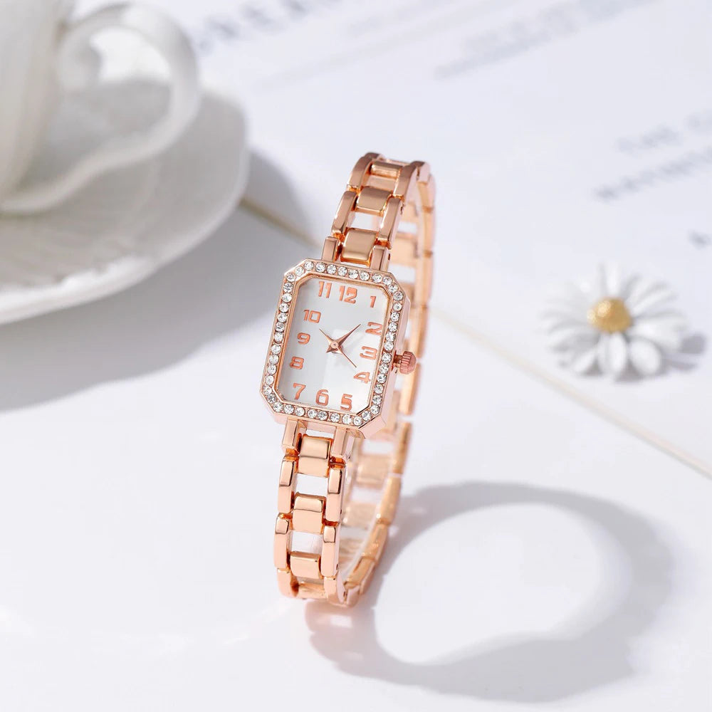 Stainless Steel Diamond Dial Quartz Watch