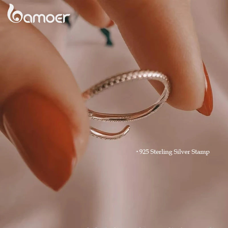 925 Sterling Silver Snake Adjustable Ring