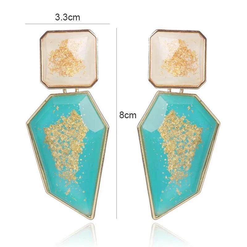Blue Geometric Butterfly Dangle Earrings