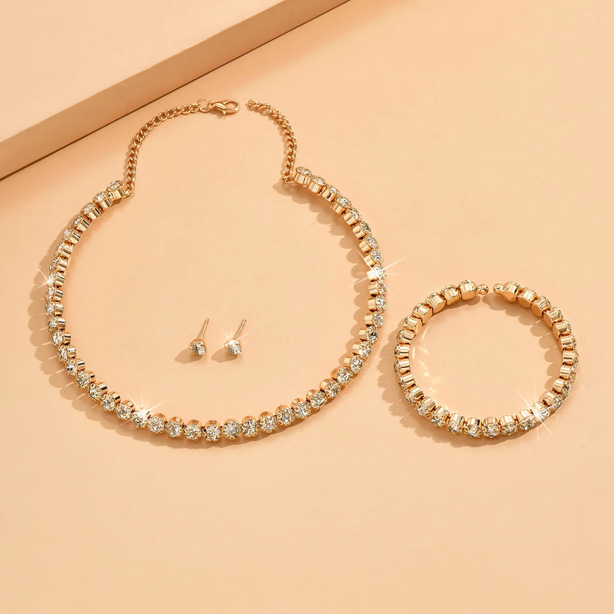 4-Piece Minimalist Jewelry Set - Necklace, Earrings & Bracelet Collection