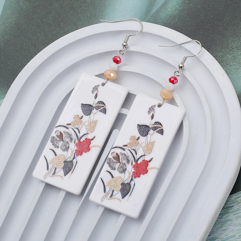 Acrylic White Flower Statement Earrings