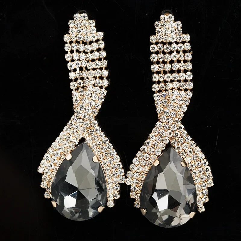 Luxury Custom Color Rhinestone Crystal Long Tassel Earrings for Women Bridal Drop Dangling Earrings Party Wedding Jewelry Gifts