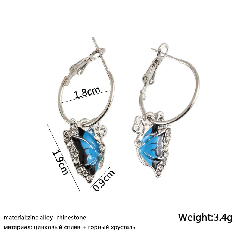Blue Geometric Butterfly Dangle Earrings