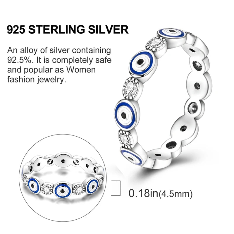 Blue Zircon Star & Moon Ring - 925 Sterling Silver Design