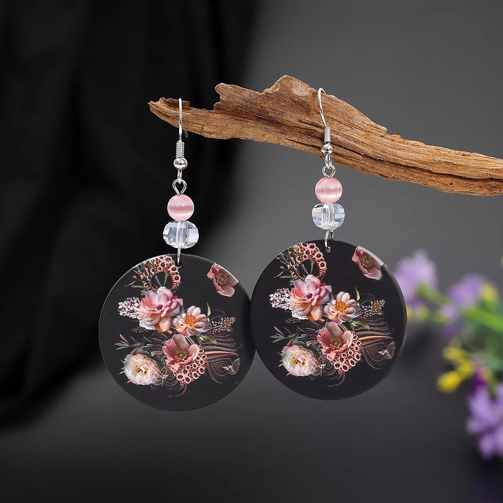 Acrylic White Flower Statement Earrings