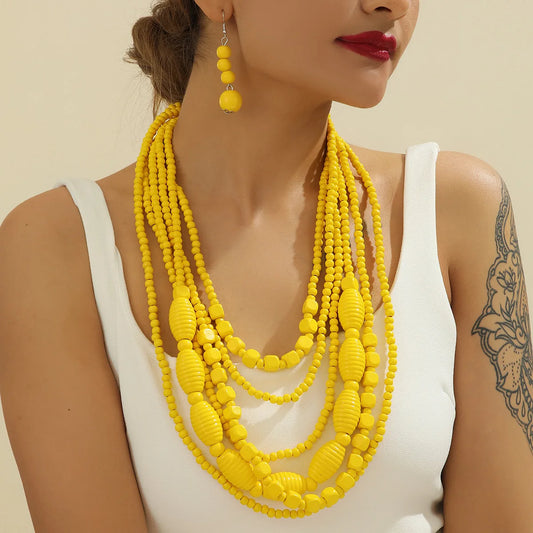 Wood Bead Boho African Jewelry Set