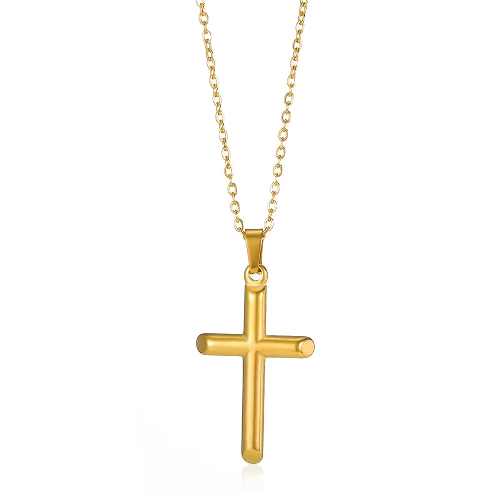 Vintage Jesus Cross Coin Necklace - Stainless Steel Prayer Pendant