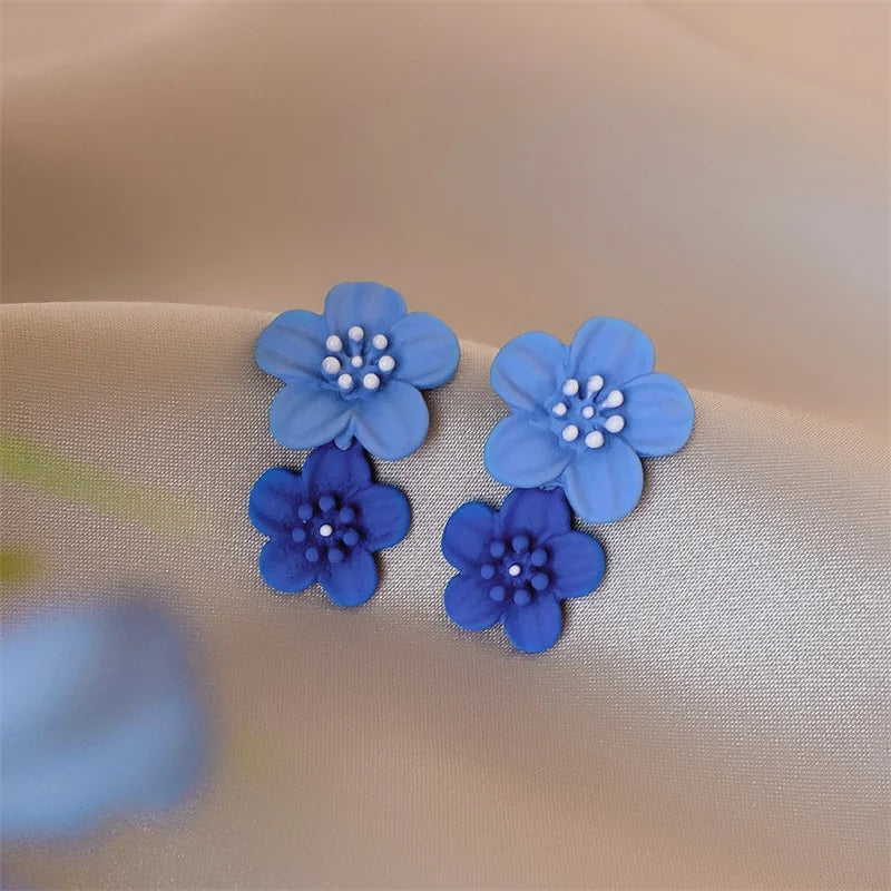 Blue Geometric Butterfly Dangle Earrings