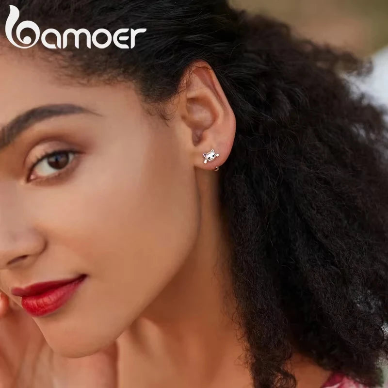 925 Sterling Silver Cat Tail Stud Earrings