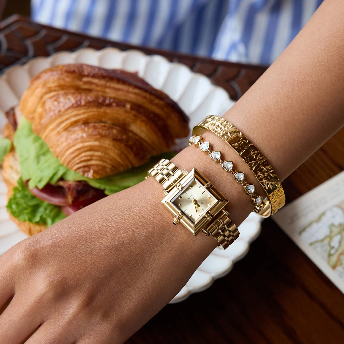 Stainless Steel Geometric Heart Cuff Bracelet