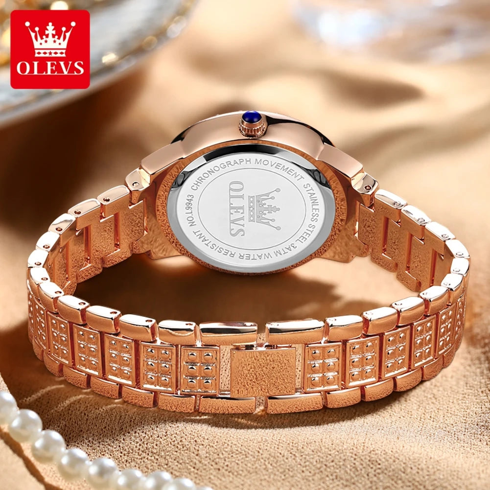 OLEVS Diamond Roman Dial Women's Watch - Waterproof Luminous Quartz