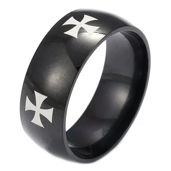 Titanium Steel Christian Cross Bible Ring