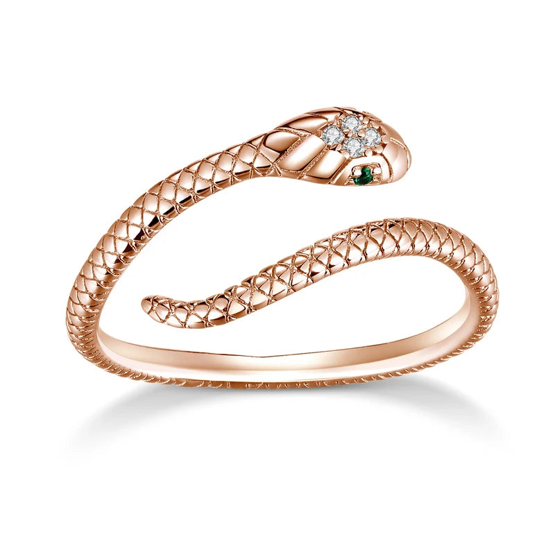 925 Sterling Silver Snake Adjustable Ring