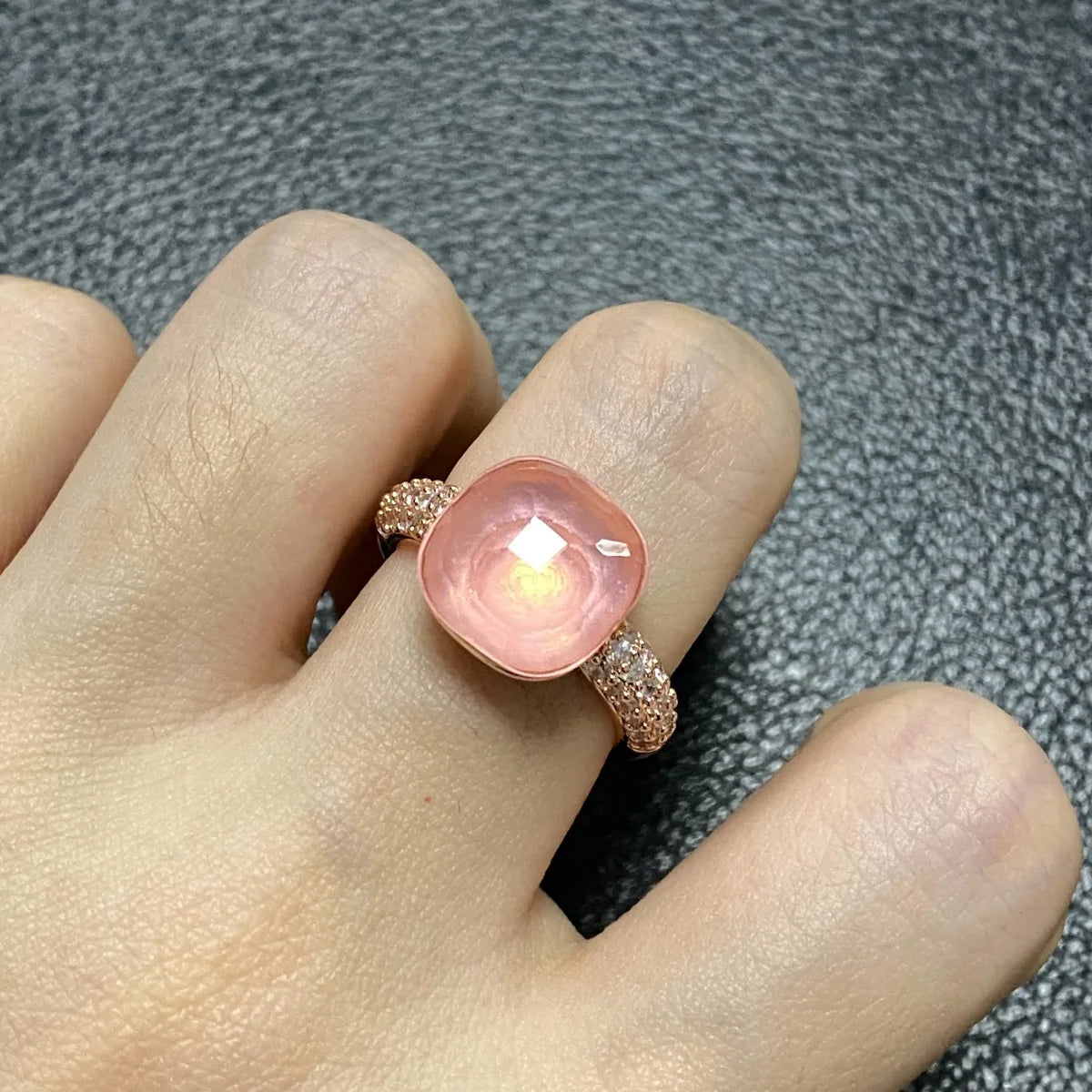 12.6mm Pink Crystal Candy Ring