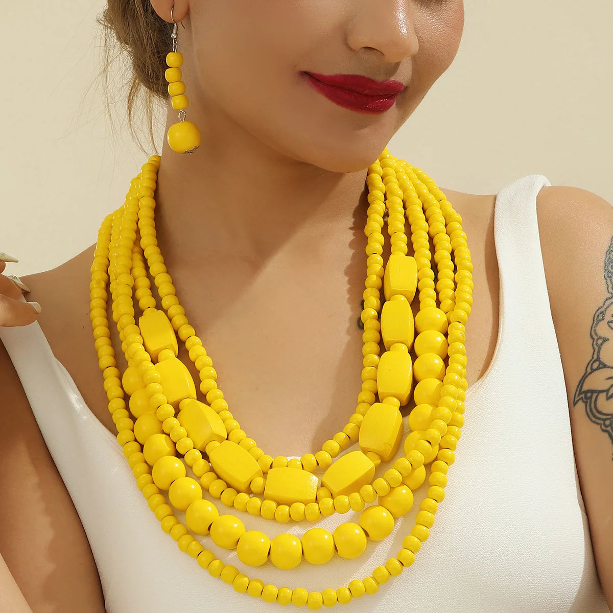 Wood Bead Boho African Jewelry Set