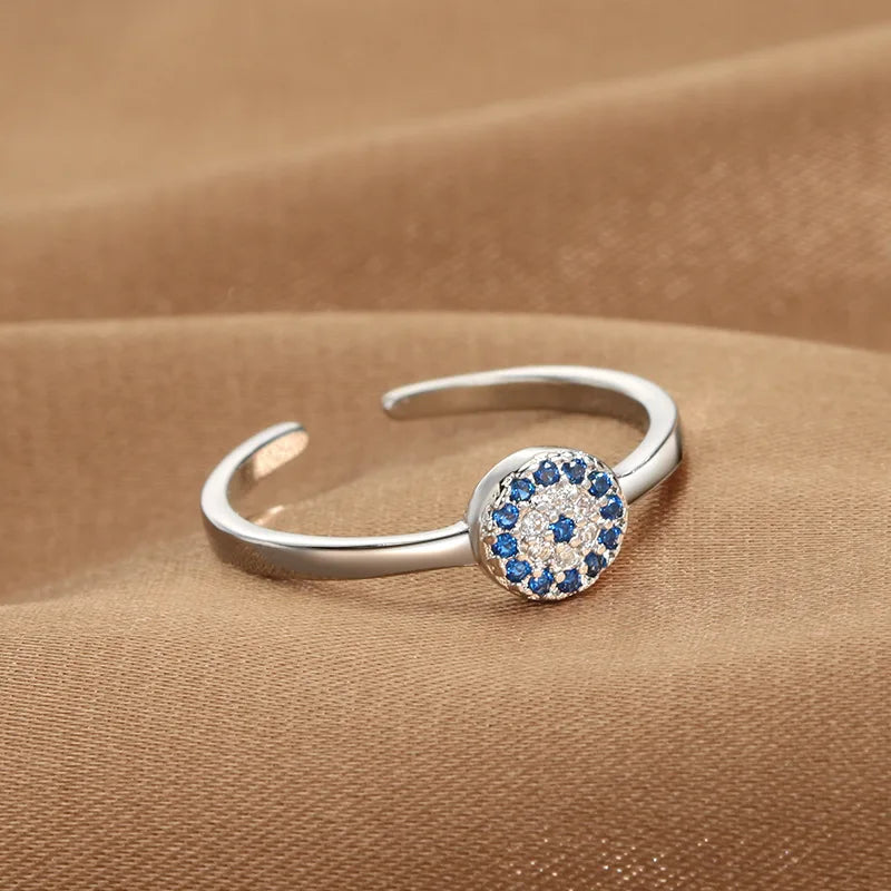 Blue Evil Eye Adjustable Ring