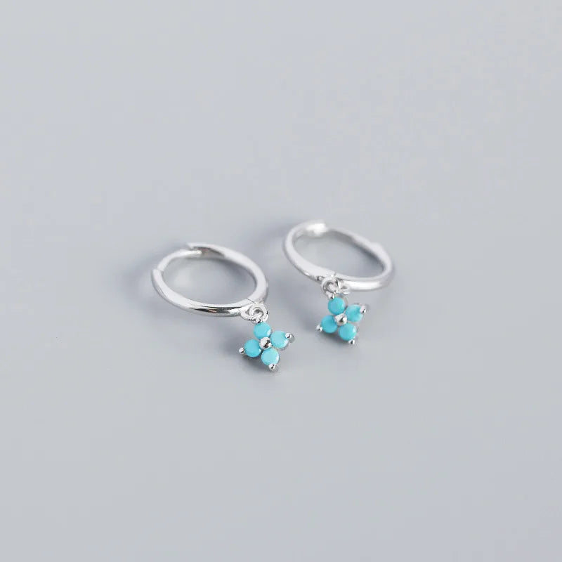 925 Sterling Silver Floral Zircon Earrings
