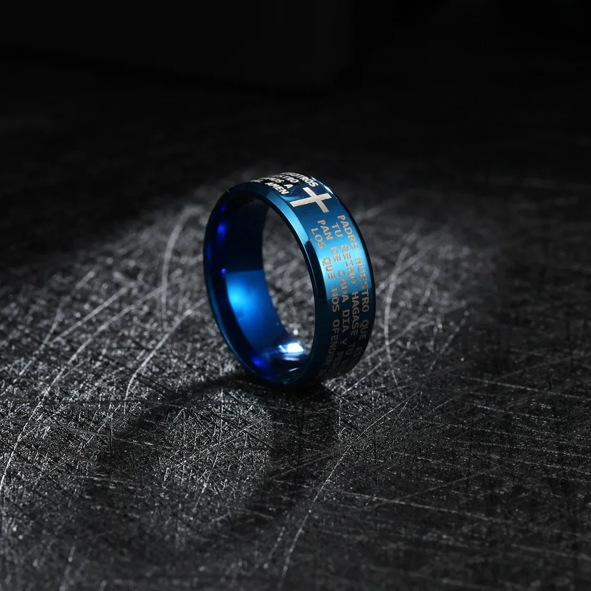 Titanium Steel Christian Cross Bible Ring