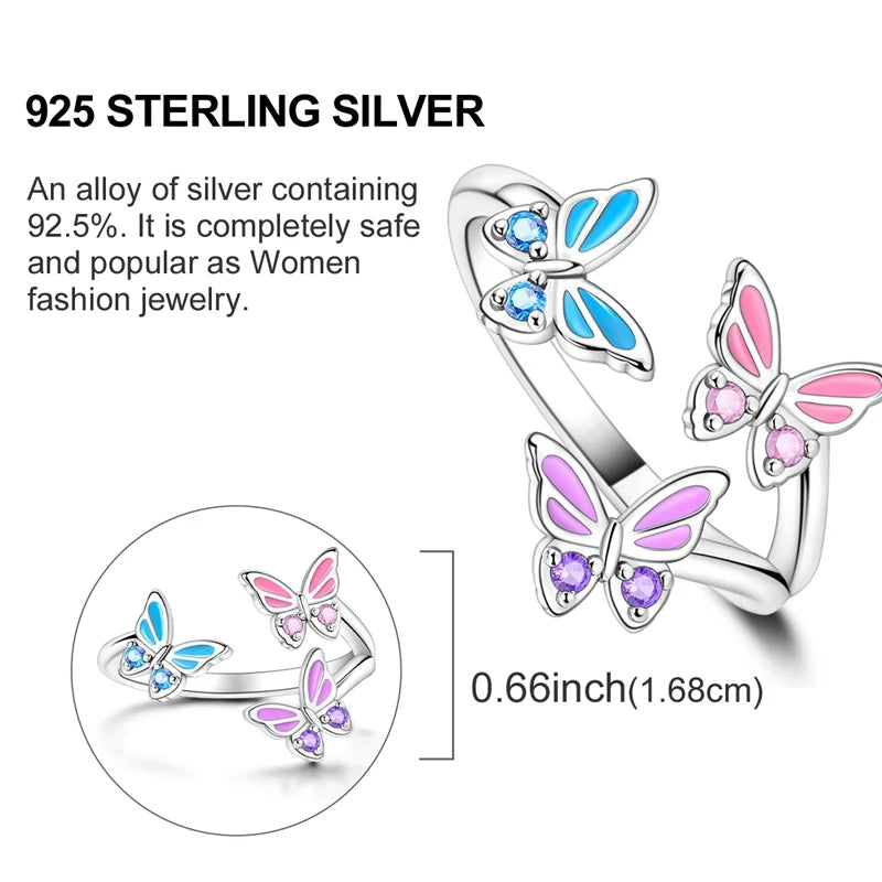 Blue Zircon Star & Moon Ring - 925 Sterling Silver Design