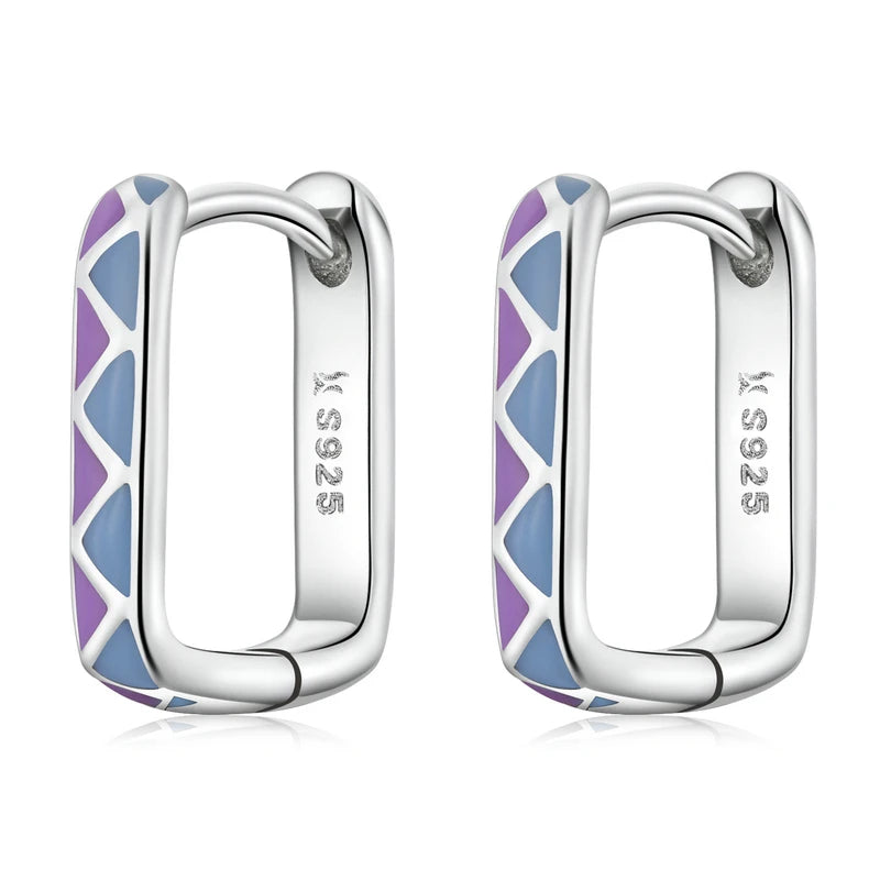 925 Sterling Silver Square Buckle Earrings