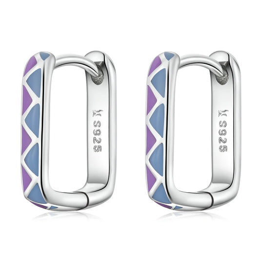 925 Sterling Silver Square Buckle Earrings