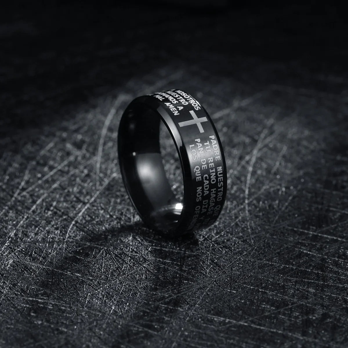 Titanium Steel Christian Cross Bible Ring