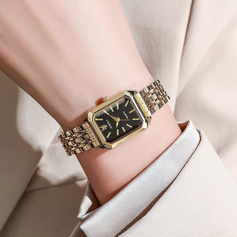 Square Quartz Women's Watch - Stainless Steel Fashion Wristwatch