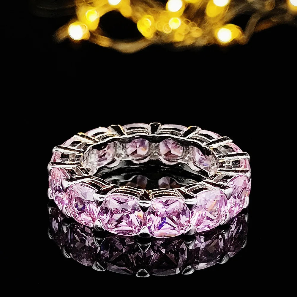 925 Sterling Silver Emerald Cut Eternity Ring