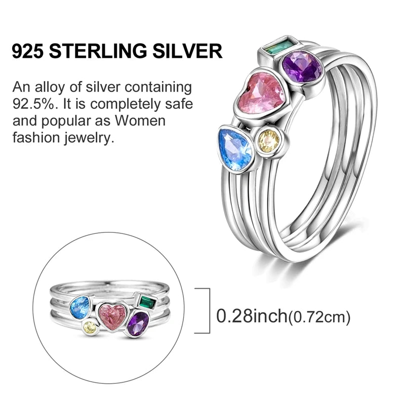 Blue Zircon Star & Moon Ring - 925 Sterling Silver Design