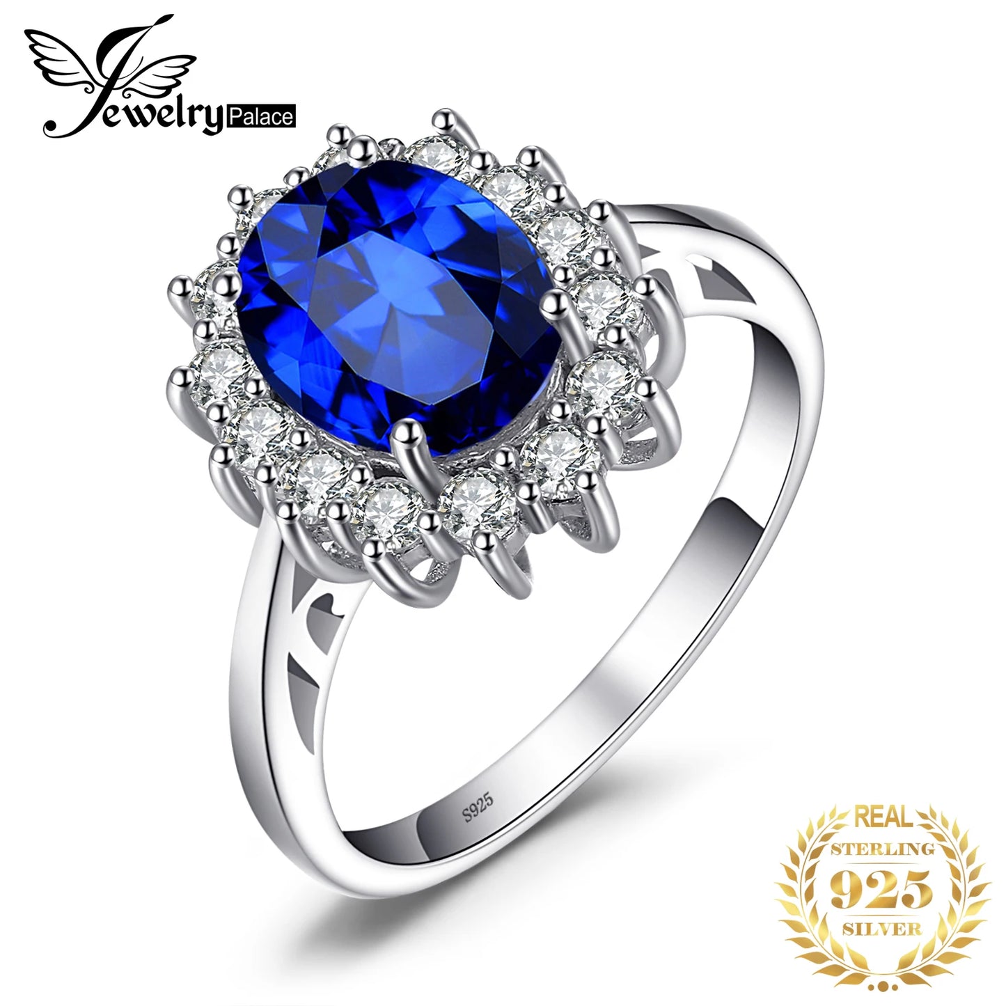 925 Sterling Silver Princess Diana Sapphire Ring