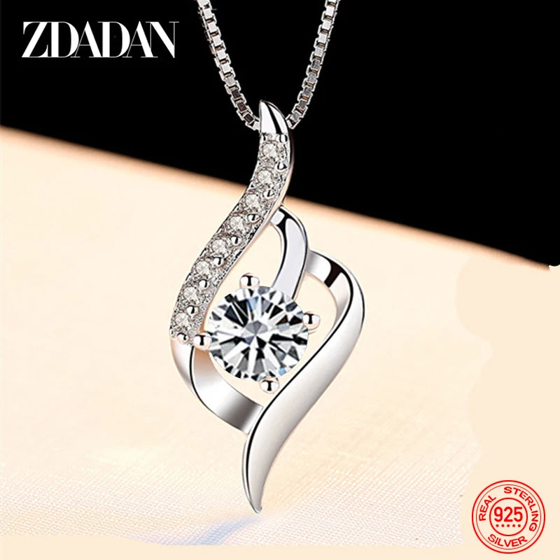 925 Sterling Silver Blue Crystal Necklace - Elegant Wedding Chain