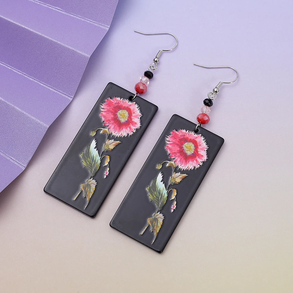 Acrylic White Flower Statement Earrings
