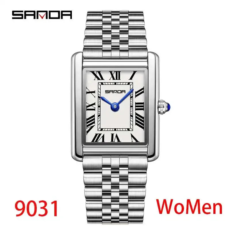SANDA Couple Tank Quartz Watch - Waterproof Square Dial Set