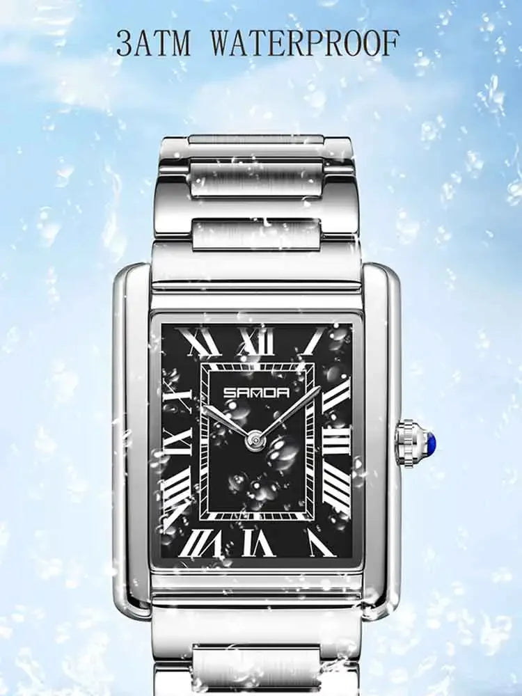 SANDA Couple Tank Quartz Watch - Waterproof Square Dial Set