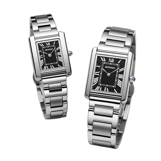 SANDA Couple Tank Quartz Watch - Waterproof Square Dial Set